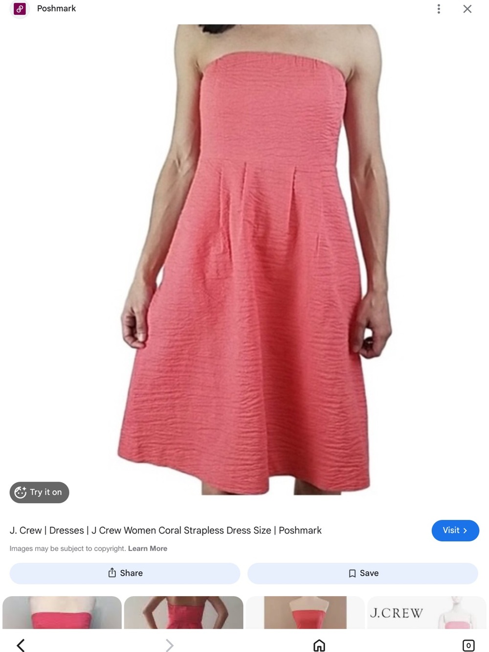 J. Crew Coral Strapless A-Line Dress